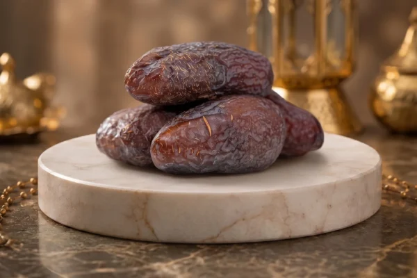 Amber dates on marble